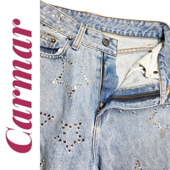 CARMAR Hermia Peyton Rhinestone Star Jeans High Rise Light Wash, Size 26 - Picture 5 of 11